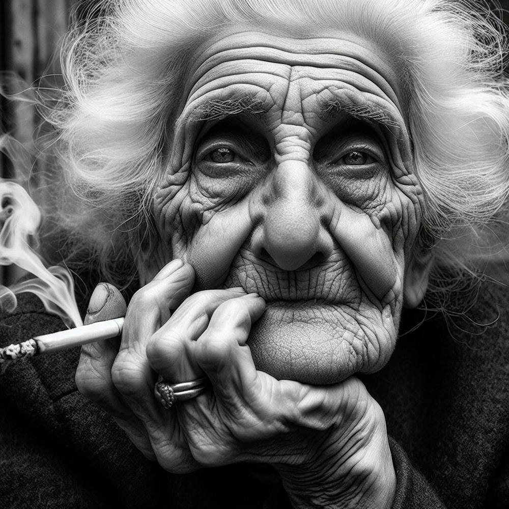 Old Lady Smoking A Cigarette 1