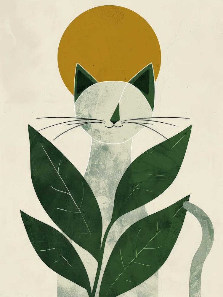Cat With Leaves Canvas Print