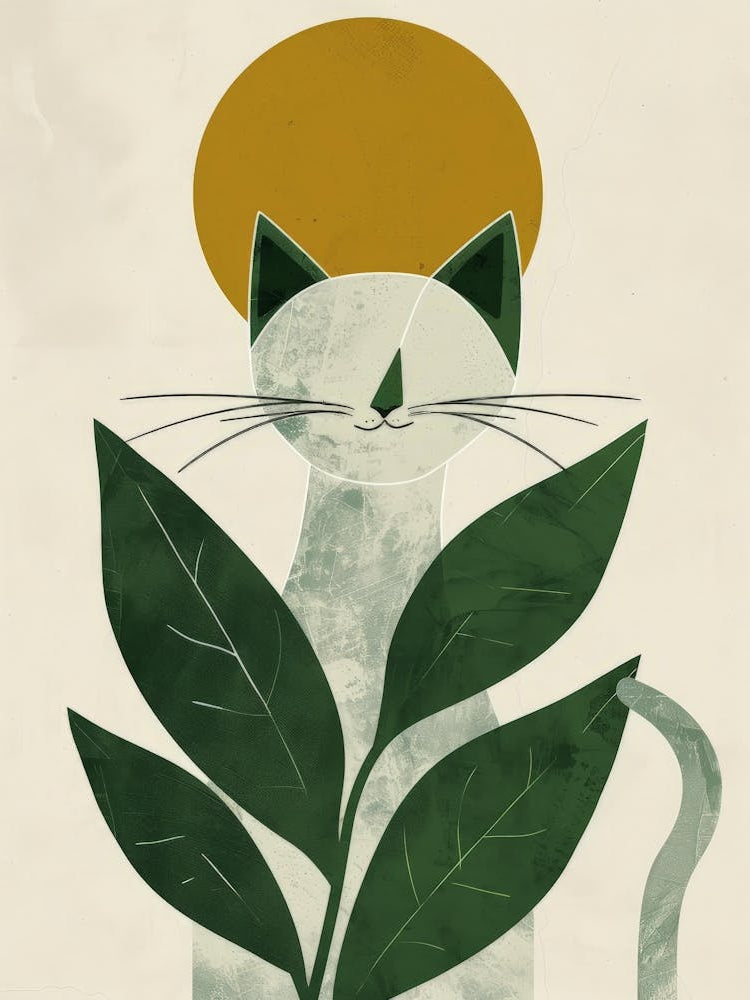 Cat With Leaves Canvas Print