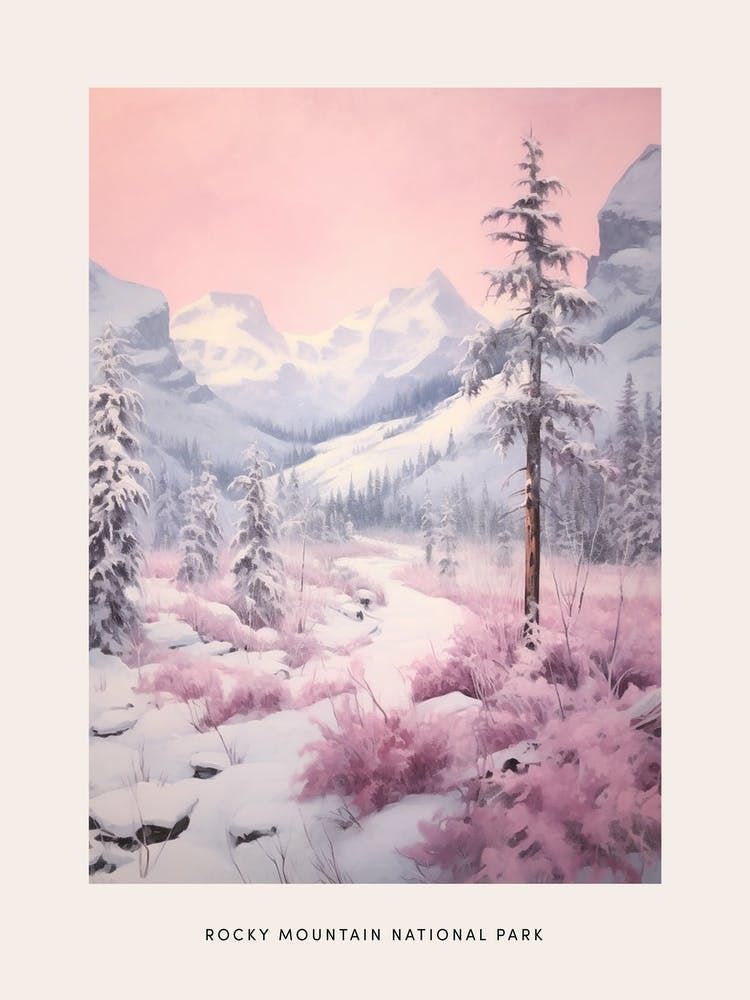 Dreamy Winter National Park Poster  Rocky Mountain National Park United States 2