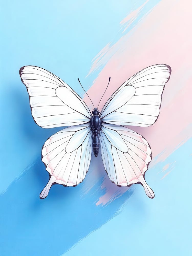 Butterfly On A Pink And Blue Background