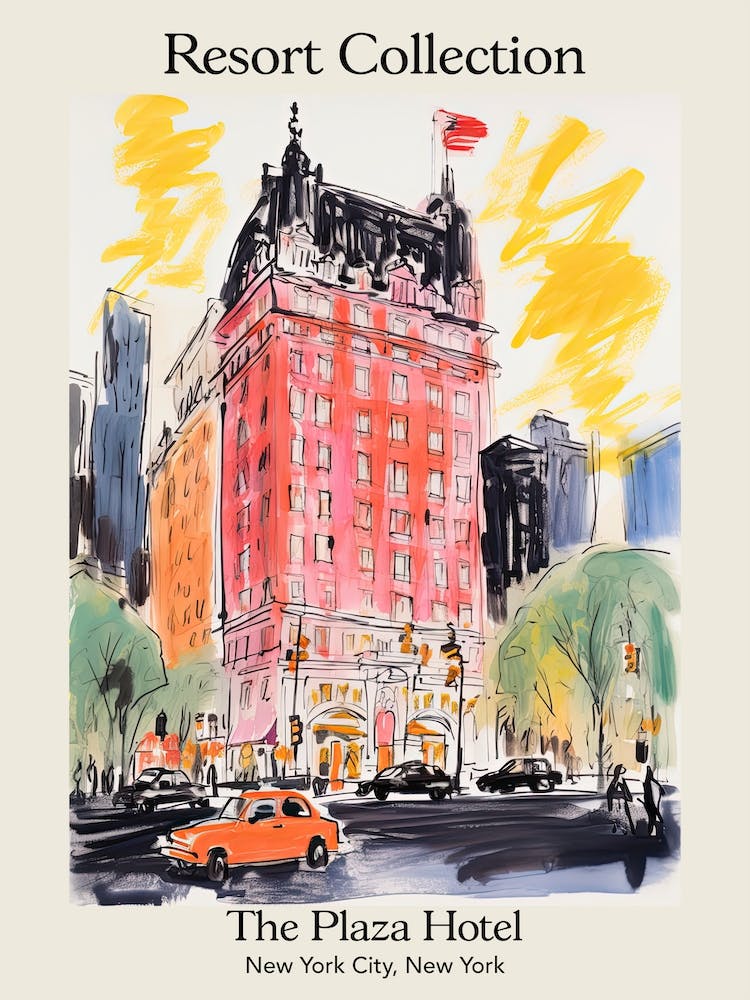 Poster Of The Plaza Hotel   New York City, New York   Resort Collection Storybook Illustration 3