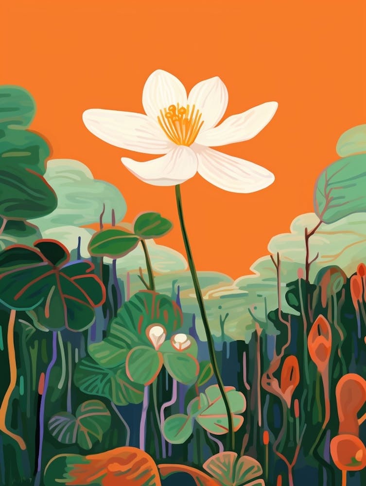 Boho Wildflower Painting Bloodroot Sanguinaria 1