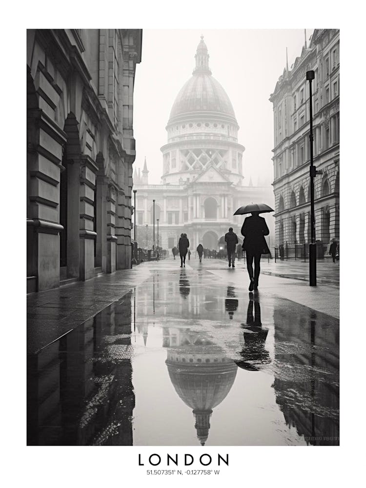 Poster Of London, Black And White Analogue Photograph 3