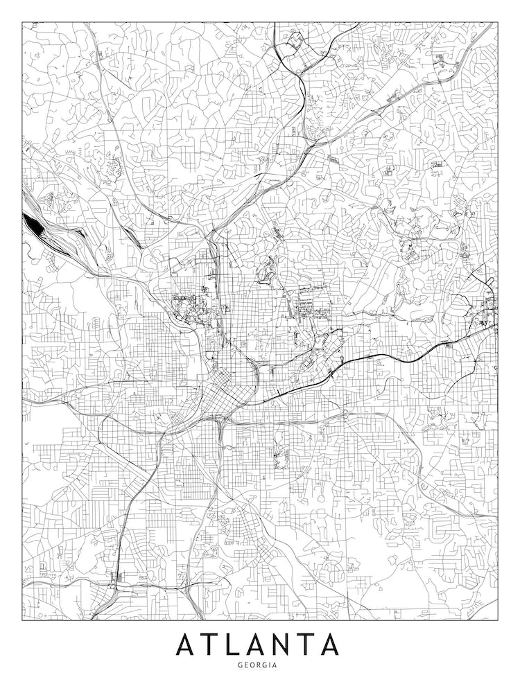 Atlanta White Map