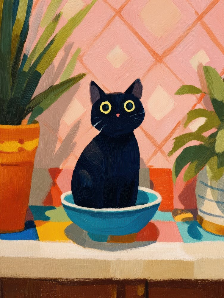 Cat In A Bowl 2