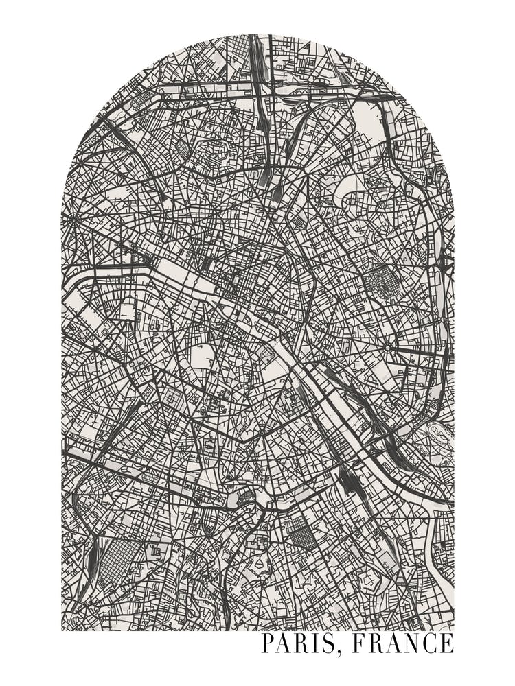 Paris France Boho Minimal Arch Street Map