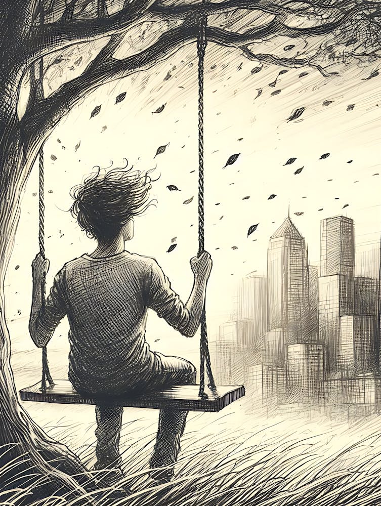 Moody Man on Swing Sketch 10