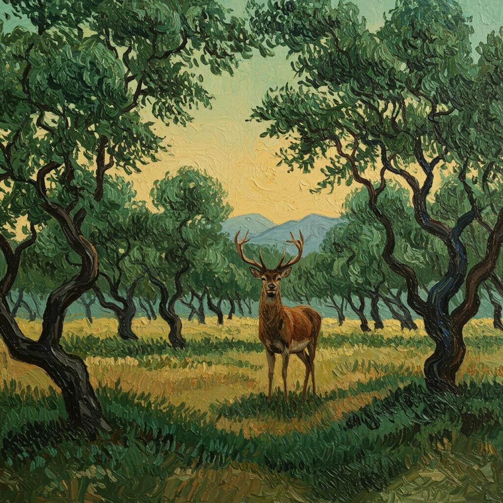 Deer In Olive Grove
