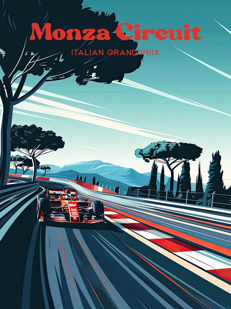 Monza Circuit Grand Prix Racetrack Travel Art Illustration