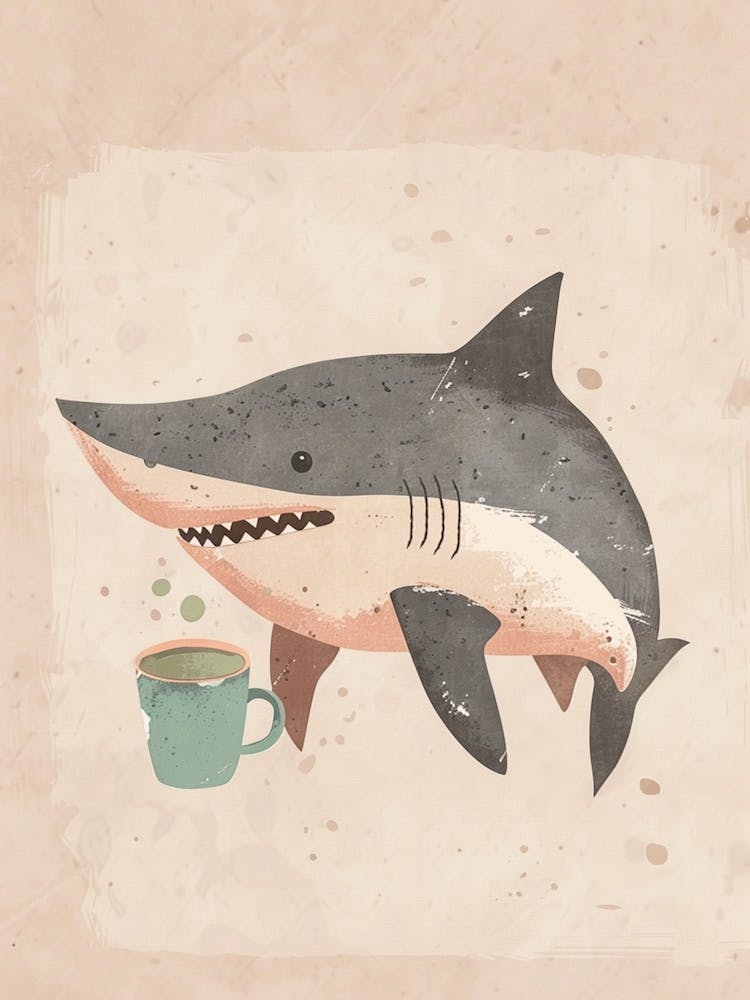 A Shark Drinking Coffee