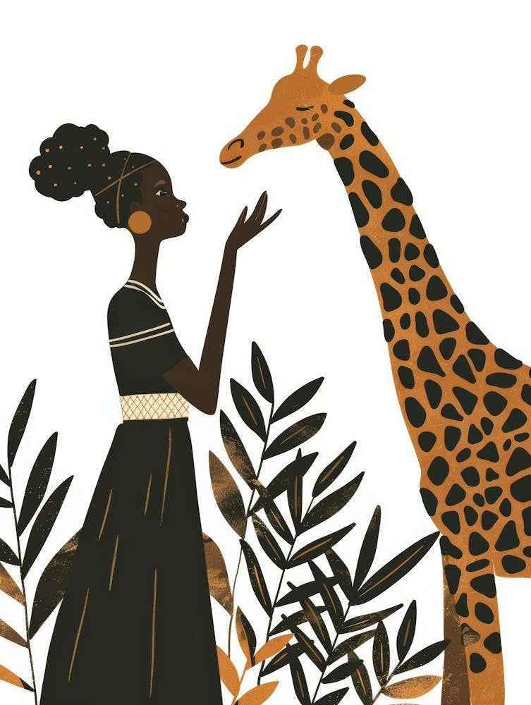 African Woman With Giraffe