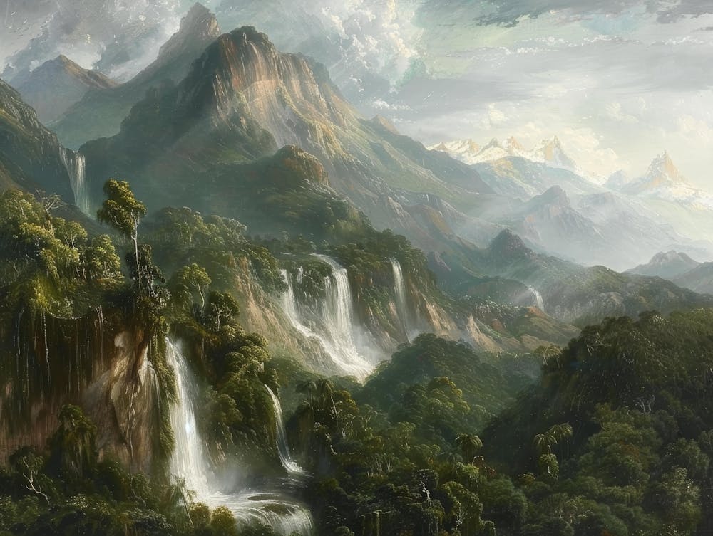 Waterfalls In The Mountains
