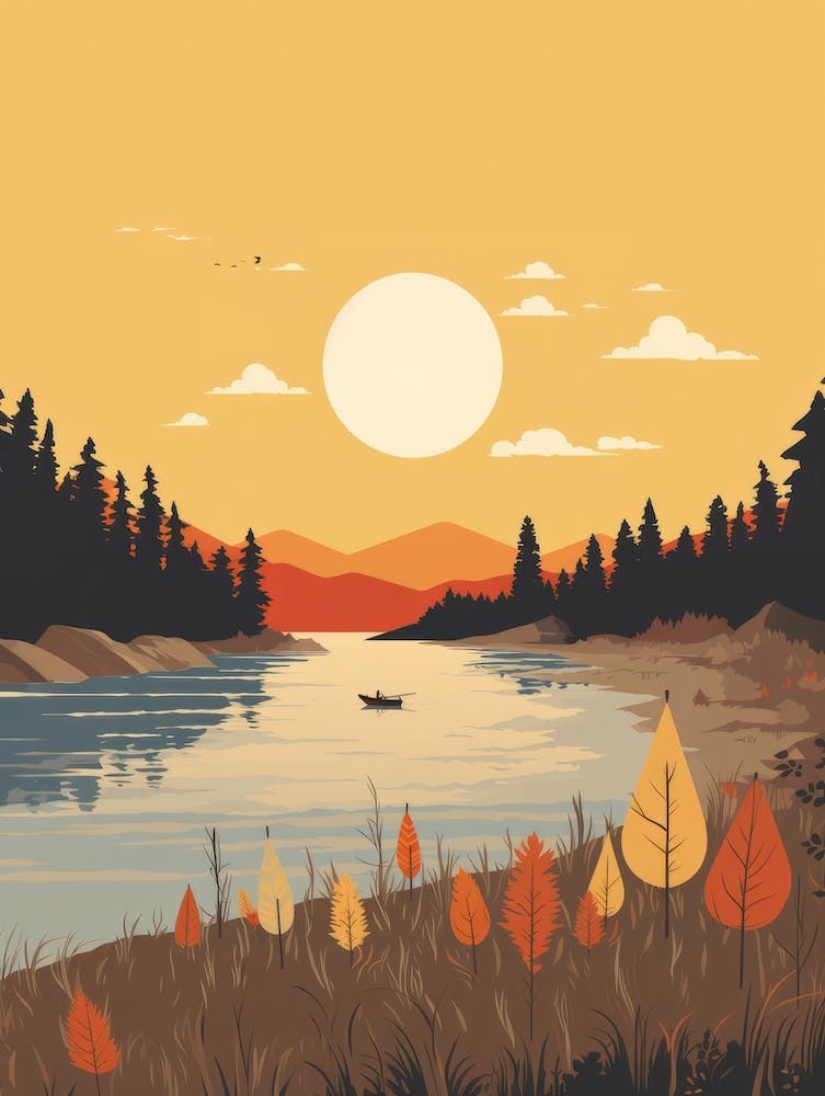 Autumn , Fall, Landscape, Inspired By National Park in the USA, Lake, Great Lakes, Boho, Beach, Minimalist Canvas Print, Travel Poster, Autumn Decor, Fall Decor 14