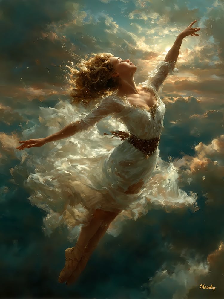Heavenly Leap of a Melancholy Dream, magical realism, fantasy art