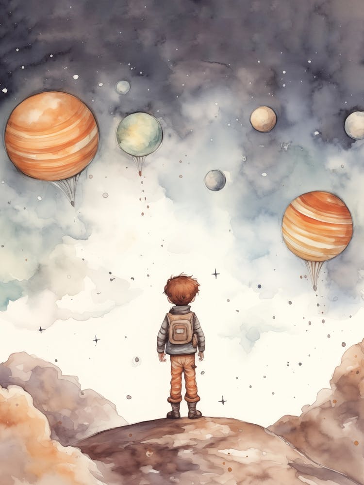 Boy Looking At Planets