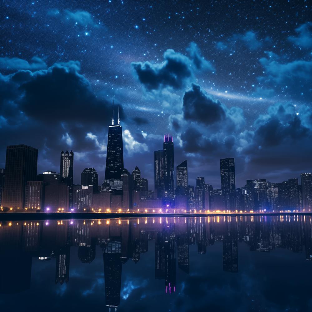 Beautyful Chicago Skyline At Night