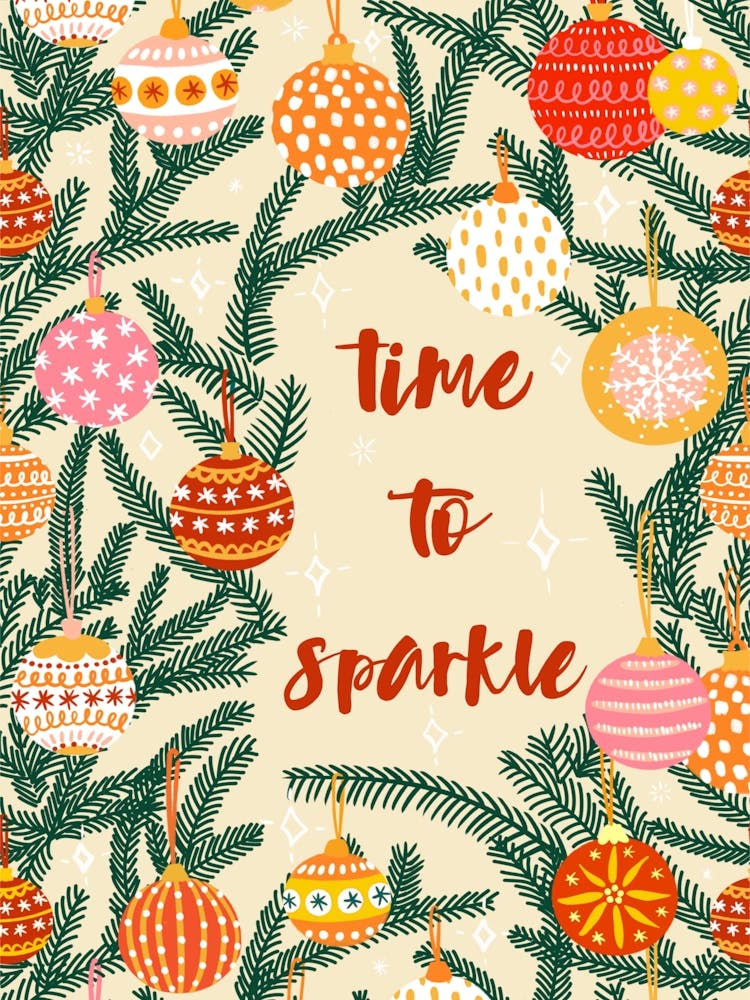 Time to Sparkle Christmas Vintage Multicolor Ornaments Warm Tone