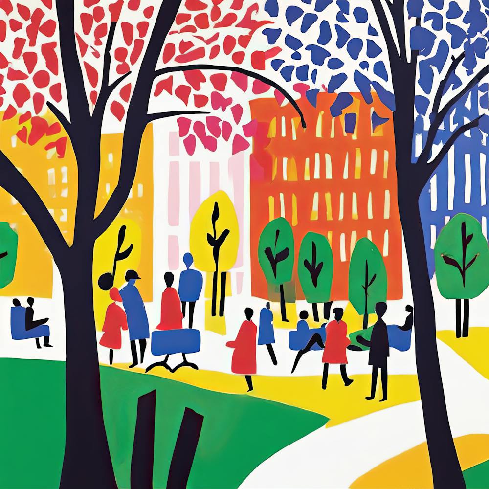 Urban Park Scene in Style of Matisse 2