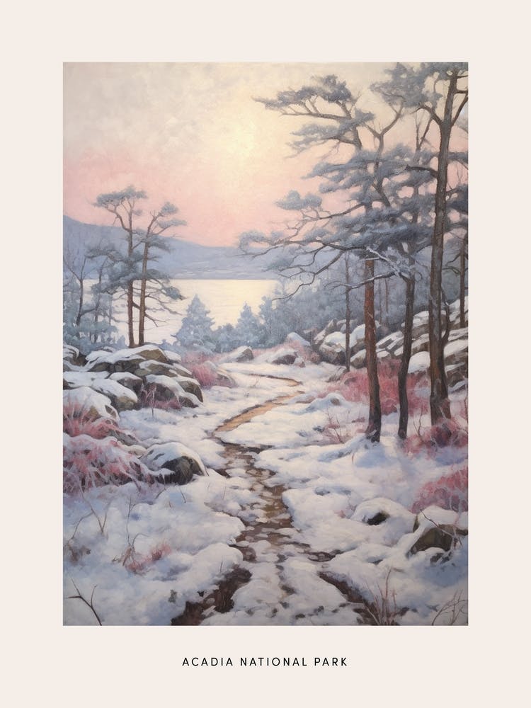 Dreamy Winter National Park Poster  Acadia National Park United States 3