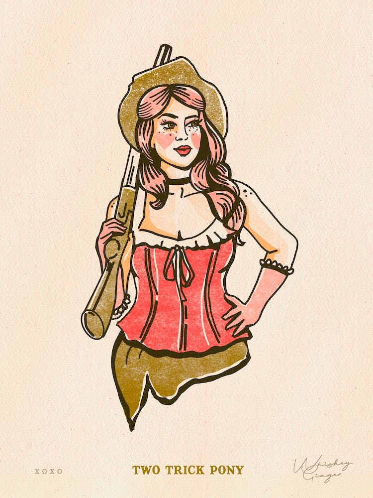 Rebellen-Romantiker Zwei-Trick-Pony-Cowgirl