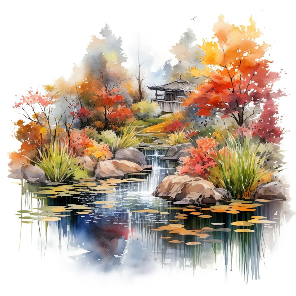 Aquarell eines Teiches 1