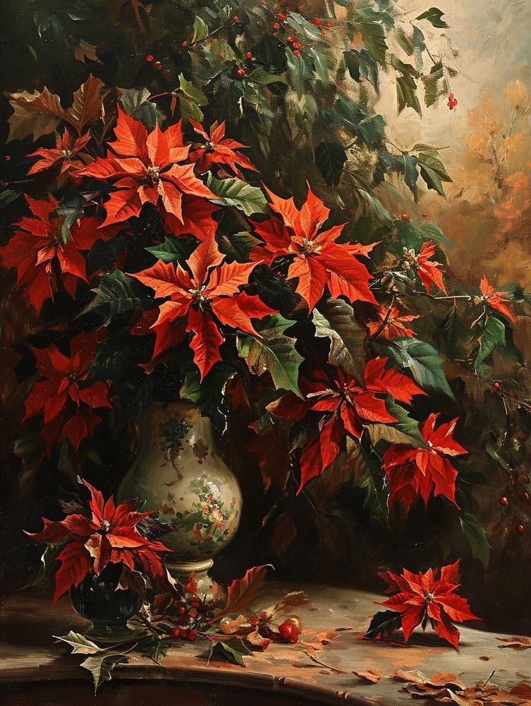 Baroque Floral Still Life Poinsettia 4