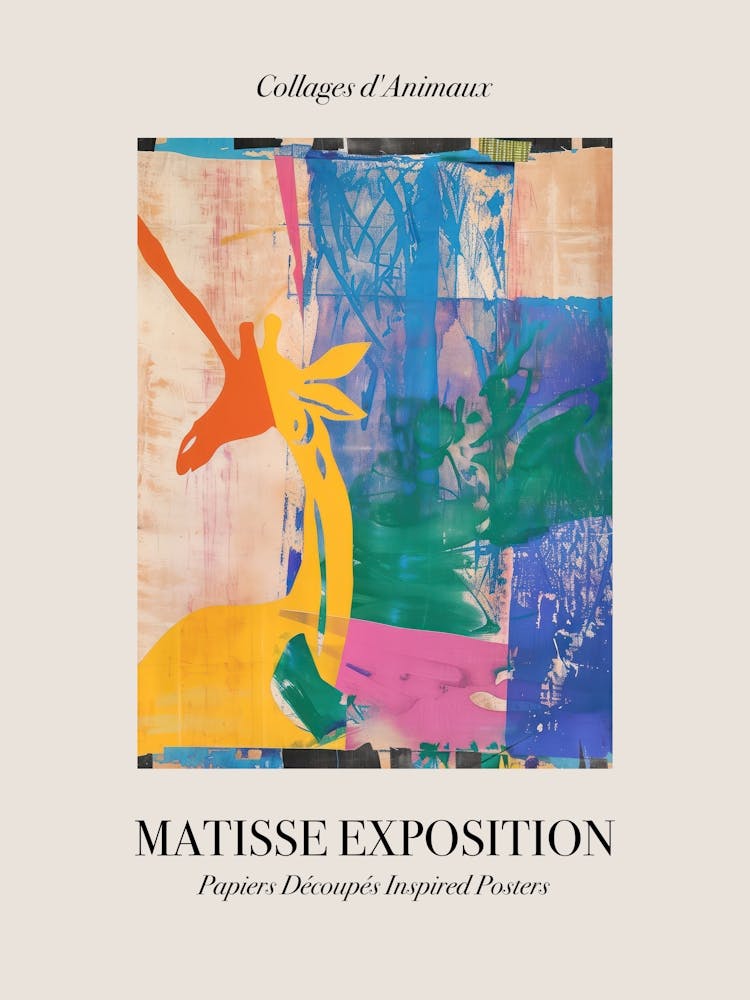 Giraffe 7 Matisse Inspired Exposition Animals Poster