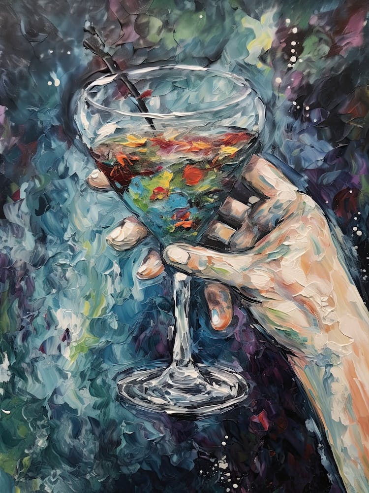 A Hand Holding A Martini Painting 4