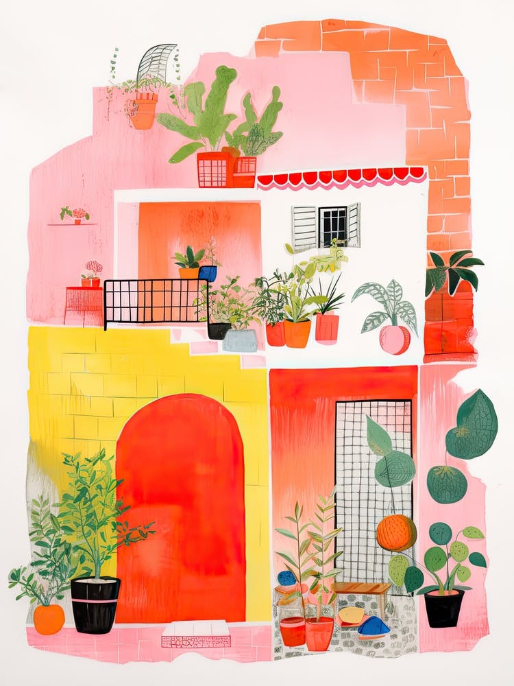 A House In Positano, Abstract Risograph Style 3