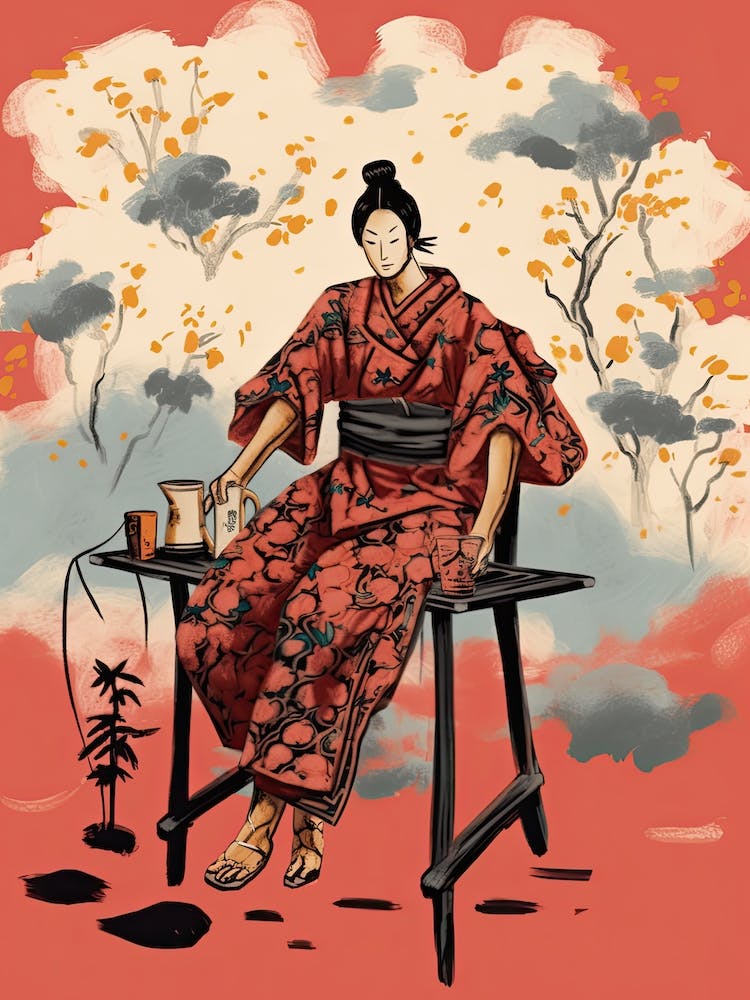 Samurai Illustration Floral 5