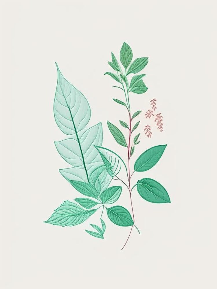 Mint Spices And Herbs Minimal Line Drawing 1