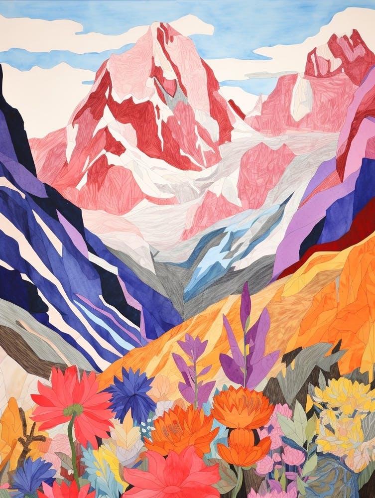Mount Saint Elias Canada 3 Colourful Mountain Illustration
