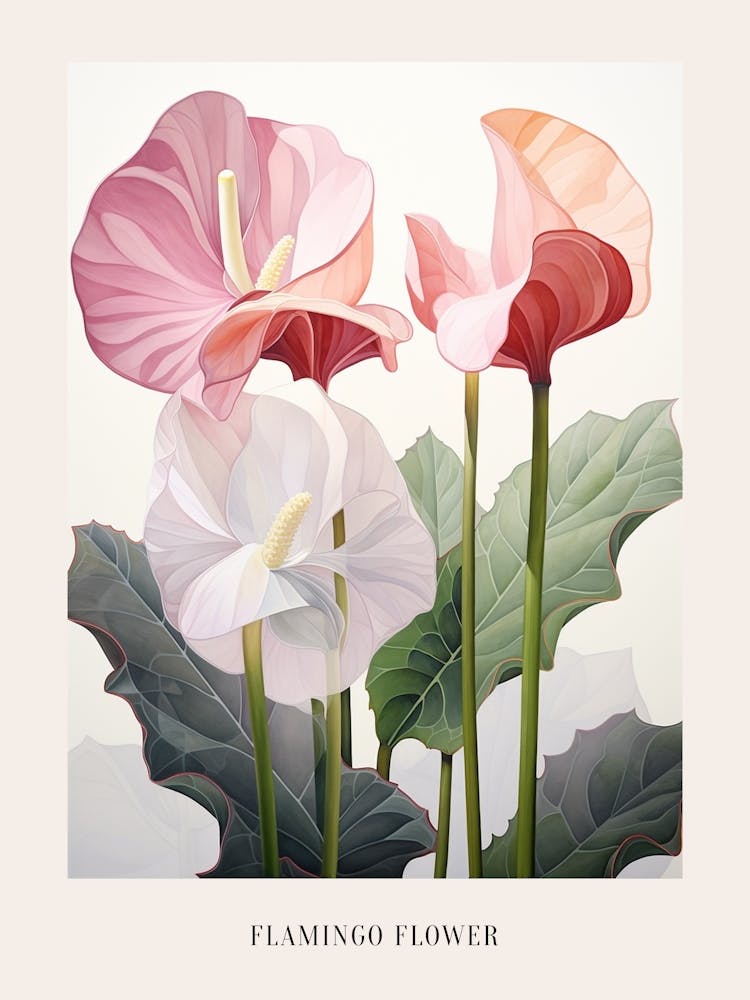 Floral Illustration Flamingo Flower Poster