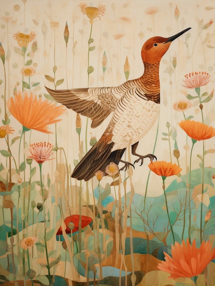 Morillon à dos blanc 1 - Peinture d'oiseau détaillée