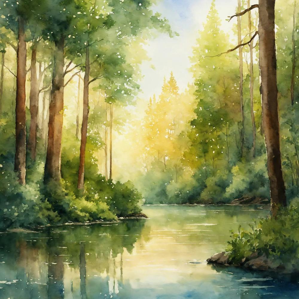 Watercolor Of A River - Charming nature - the beauty of nature