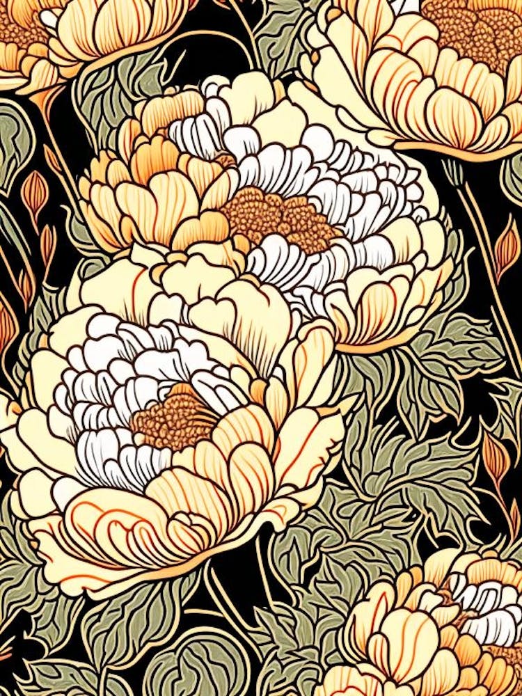 Karl Rosenfield Peonies 1 Orange Drawing