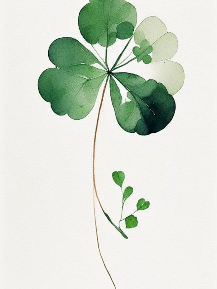 White Clover Leaf Minimalist Watercolour 3