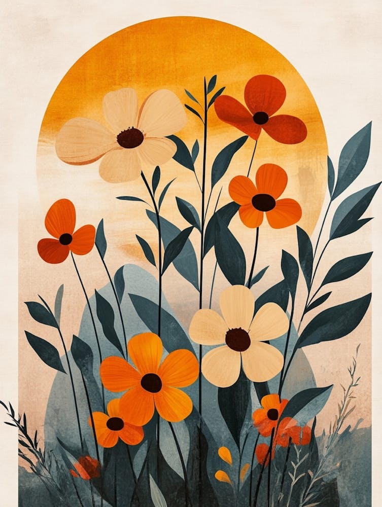 Flowers At Sunset