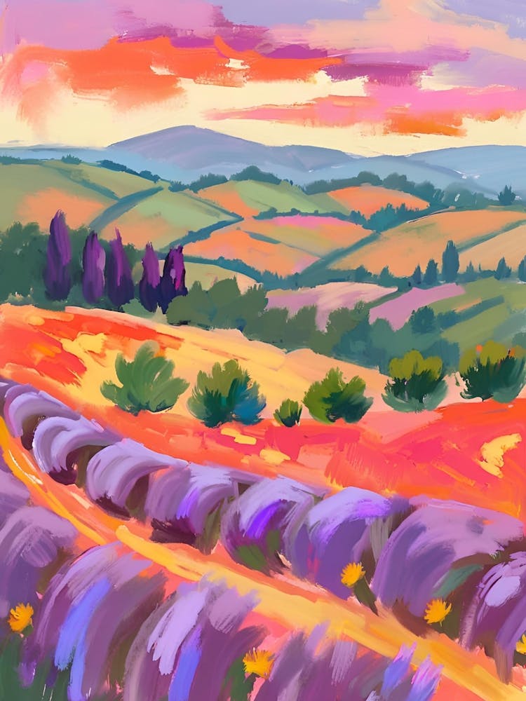 Lavender Field At Sunset 2