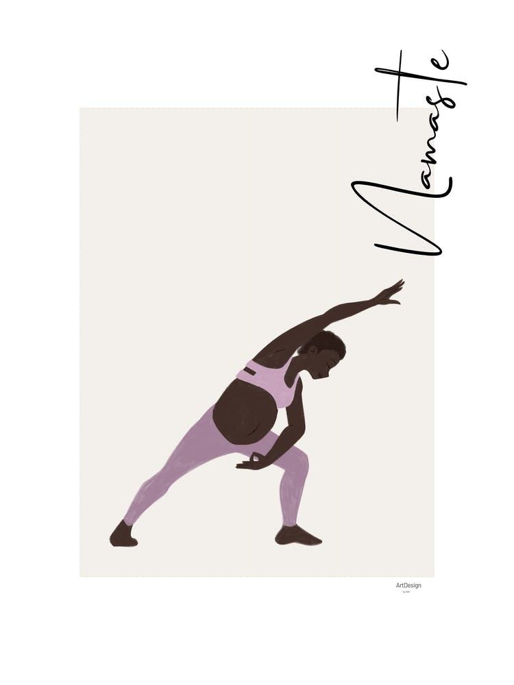 Namaste I - person, yoga, namaste, silhouette, self love, minimalistic, pastel, boho, spirituality, yoga pose, yogi, mural, illustration, fine art, mindfulness