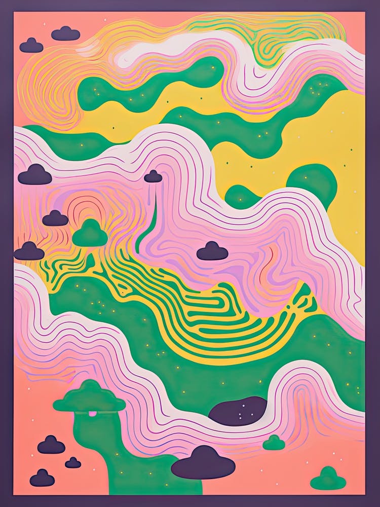 Abstract Landscape Risograph Style Purple