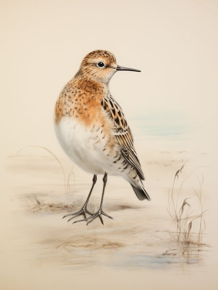 Vintage Bird Drawing Dunlin 3
