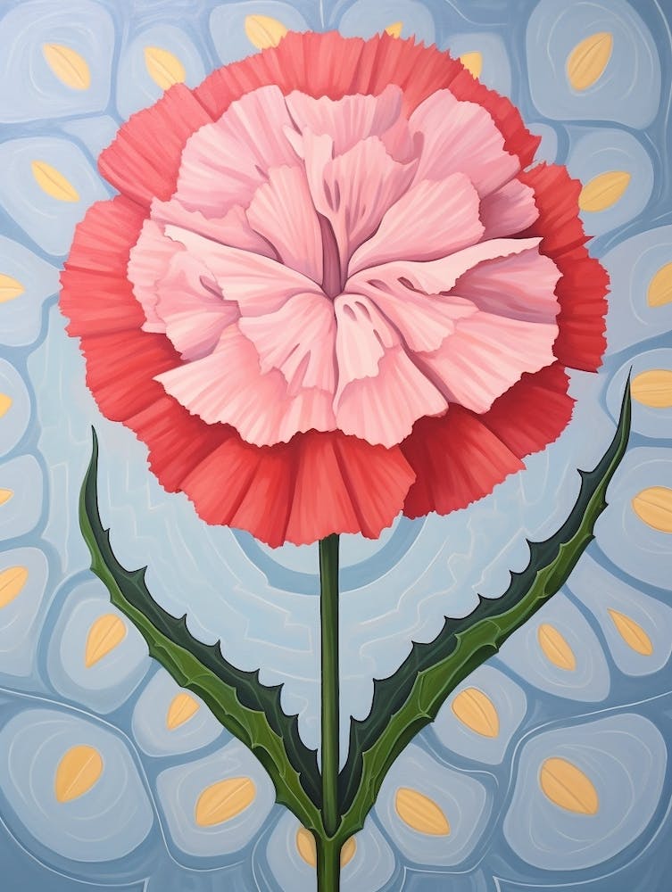 Carnation Dianthus 4 Hilma Af Klint Inspired Pastel Flower Painting