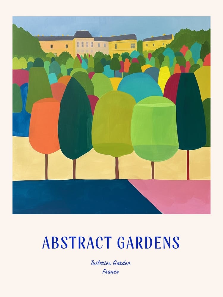 Colourful Gardens Tuileries Garden France 2 Blue Poster