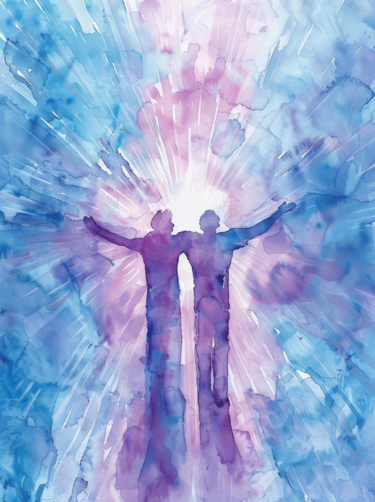 Two People Standing In The Sky