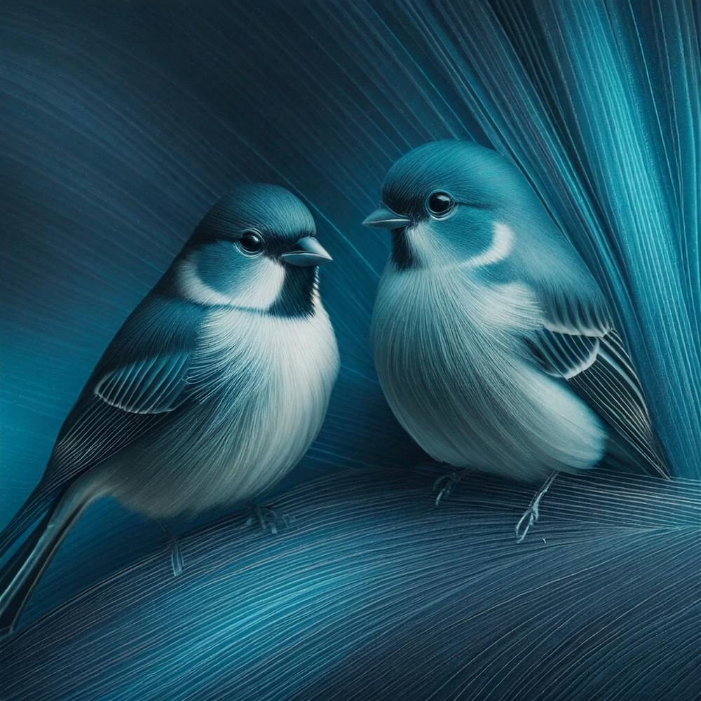 Firefly A Modern Illustration Of 2 Beautiful Sparrows Together In Neutral Colors Of Taupe, Gray, Tan (100)