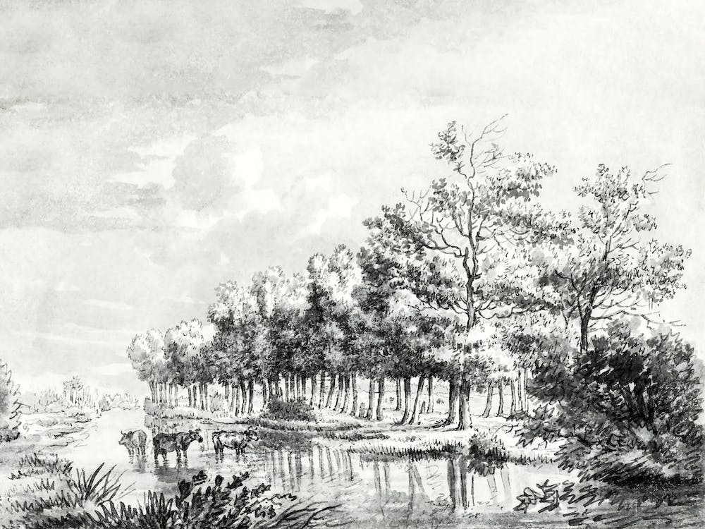 Landscape With Wading Cows, Jean Bernard