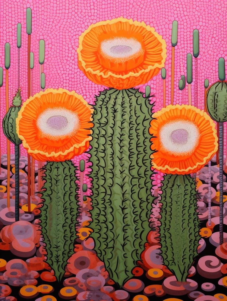 Mexican Style Cactus Illustration Mammillaria Cactus 1