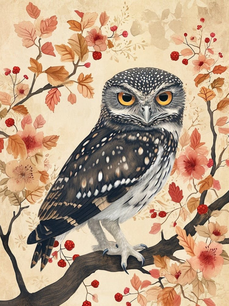 Burmese Fish Owl Japanese Painting 2